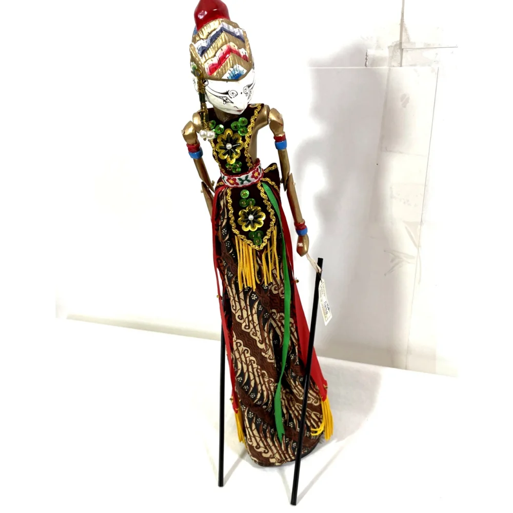 Ukuran Nama Rama Wayang Golek Indonesia Wooden Stick Puppet w/Tag 15.5